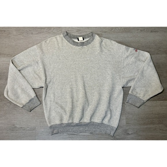 Travaux Other - Vintage Travaux Crewneck Sweatshirt Mens Large Gray Striped "Interlake" Logo